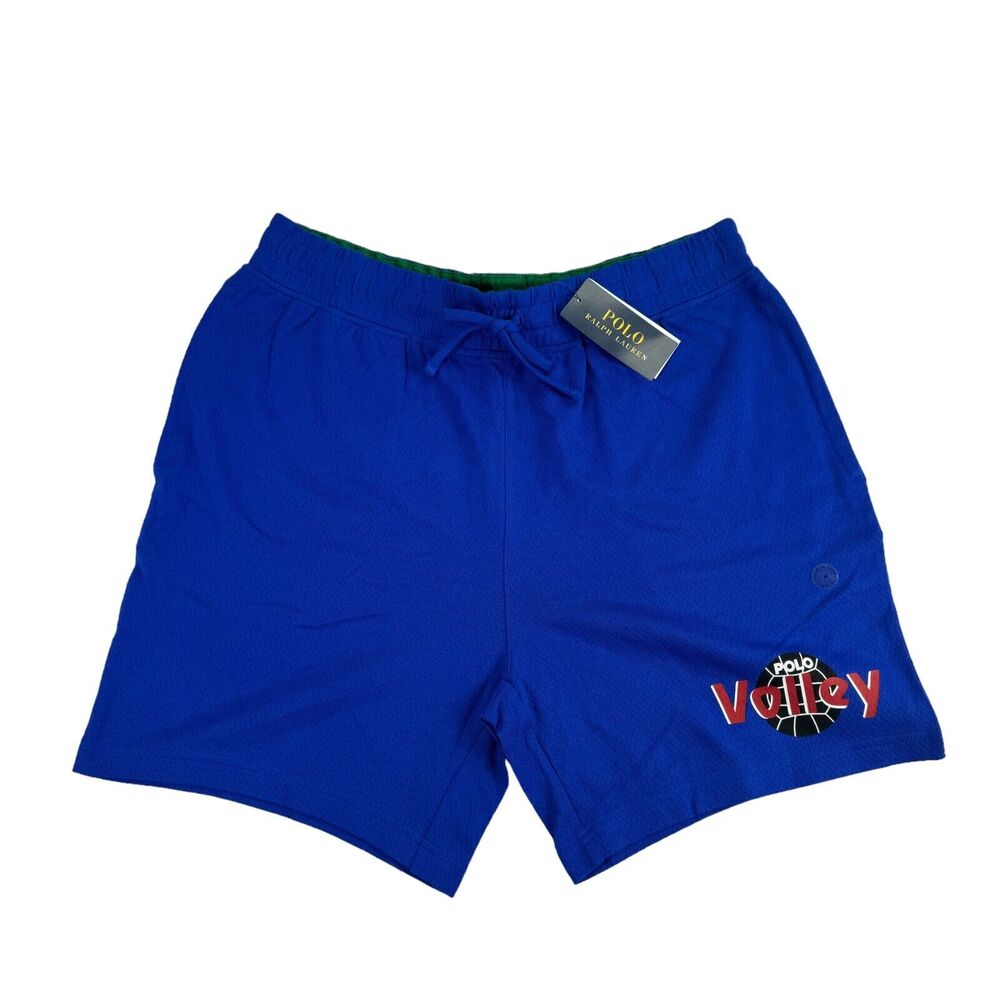 Polo Ralph Lauren Mens Cotton Waffle Knit Graphic 6" Shorts Blue M
